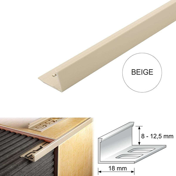 PVC L-Angle Tile Edge Trim 2.5m – Straight Finish Profile for Walls & Floors (8–12.5mm)