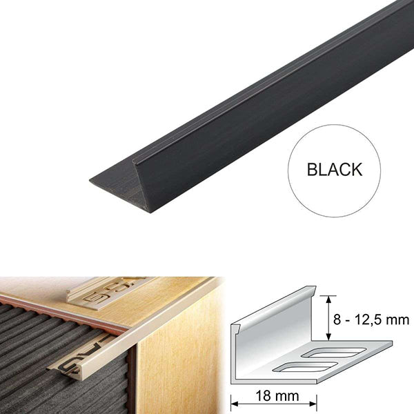 PVC L-Angle Tile Edge Trim 2.5m – Straight Finish Profile for Walls & Floors (8–12.5mm)
