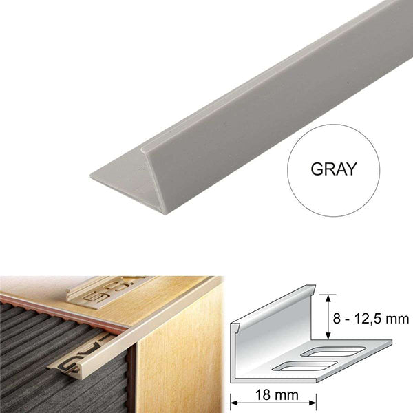 PVC L-Angle Tile Edge Trim 2.5m – Straight Finish Profile for Walls & Floors (8–12.5mm)