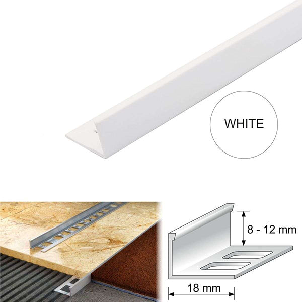 PVC L-Angle Tile Edge Trim 2.5m – Straight Finish Profile for Walls & Floors (8–12.5mm)
