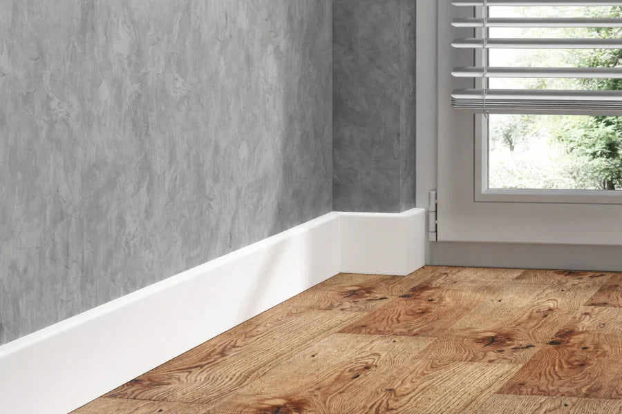 Modern Wall to Floor PVC Skirting Trim 80mm Height – 2.2m Length in Neutral Colours