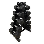 Rubber-Coated Hex Dumbbell Set 2.5–25kg with 5-Tier Storage Rack Optional
