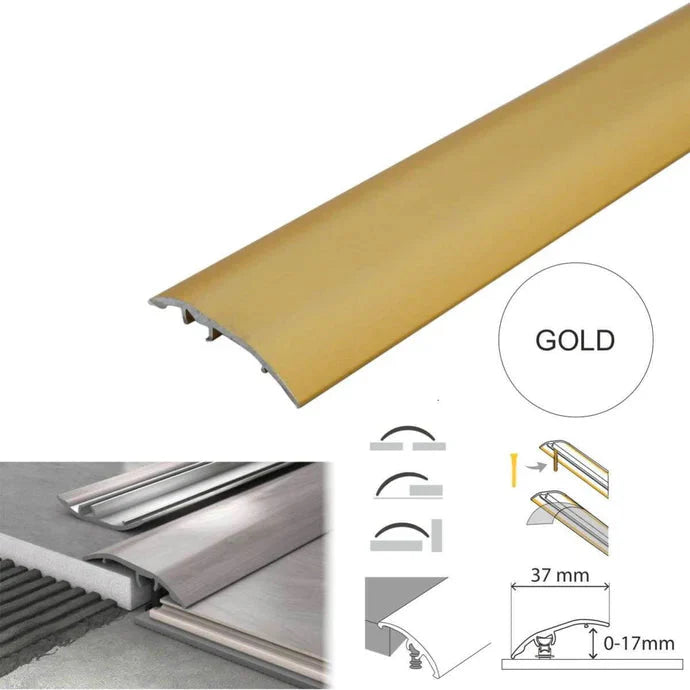 Adjustable Aluminium Floor Threshold Strip – 37mm Multi Purpose Transition Bar