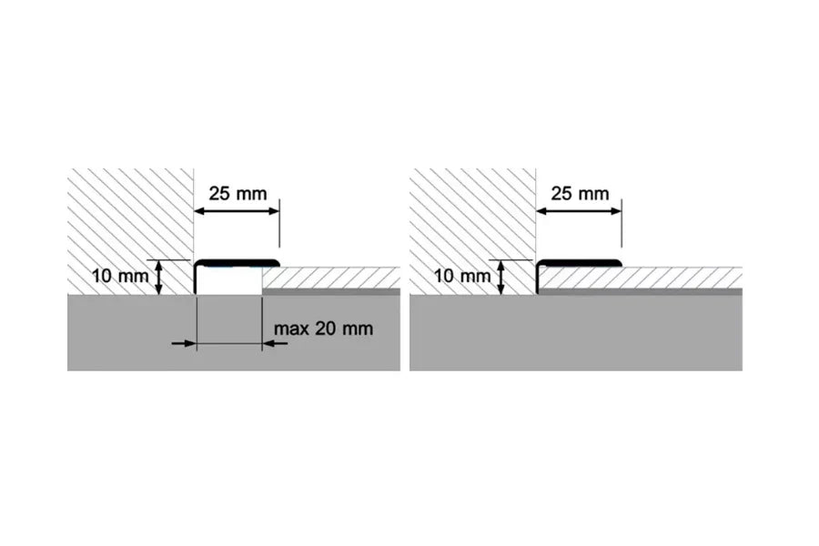 Self Adhesive Floor Trim 25mm x 10mm Edge Strip (1m or 2m) – Wood Effect & Anodised Aluminium
