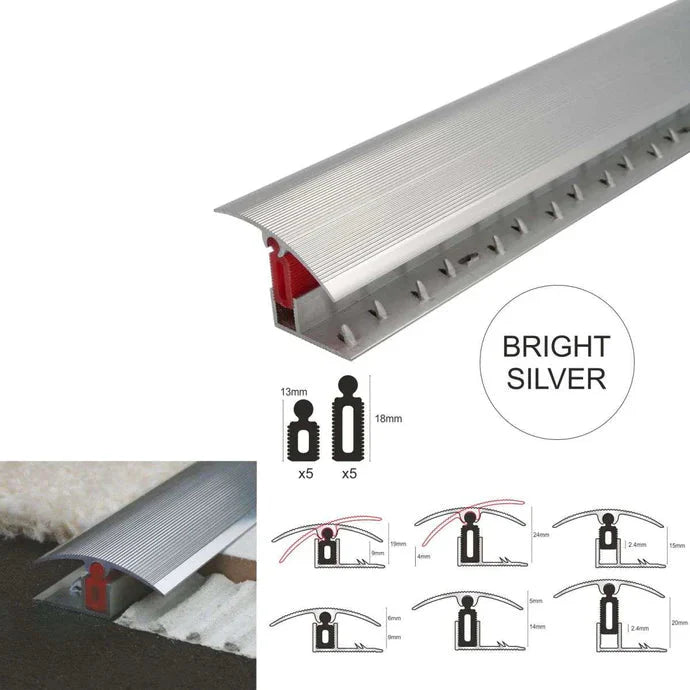 40mm Adjustable Aluminium Floor Transition Strip with Clip-In Pivot System