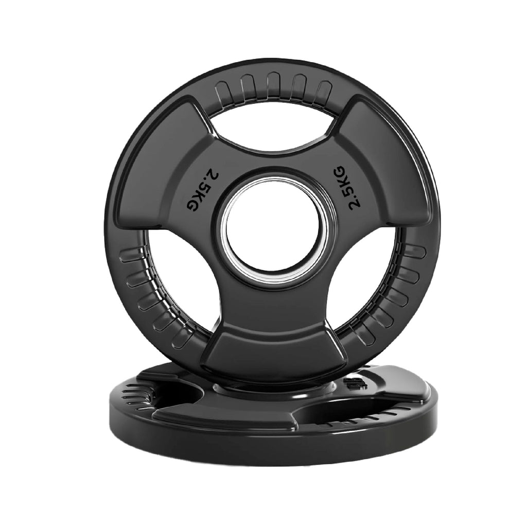 Tri-Grip Olympic Weight Plate for Strength & Resistance Training – Rubber Coated