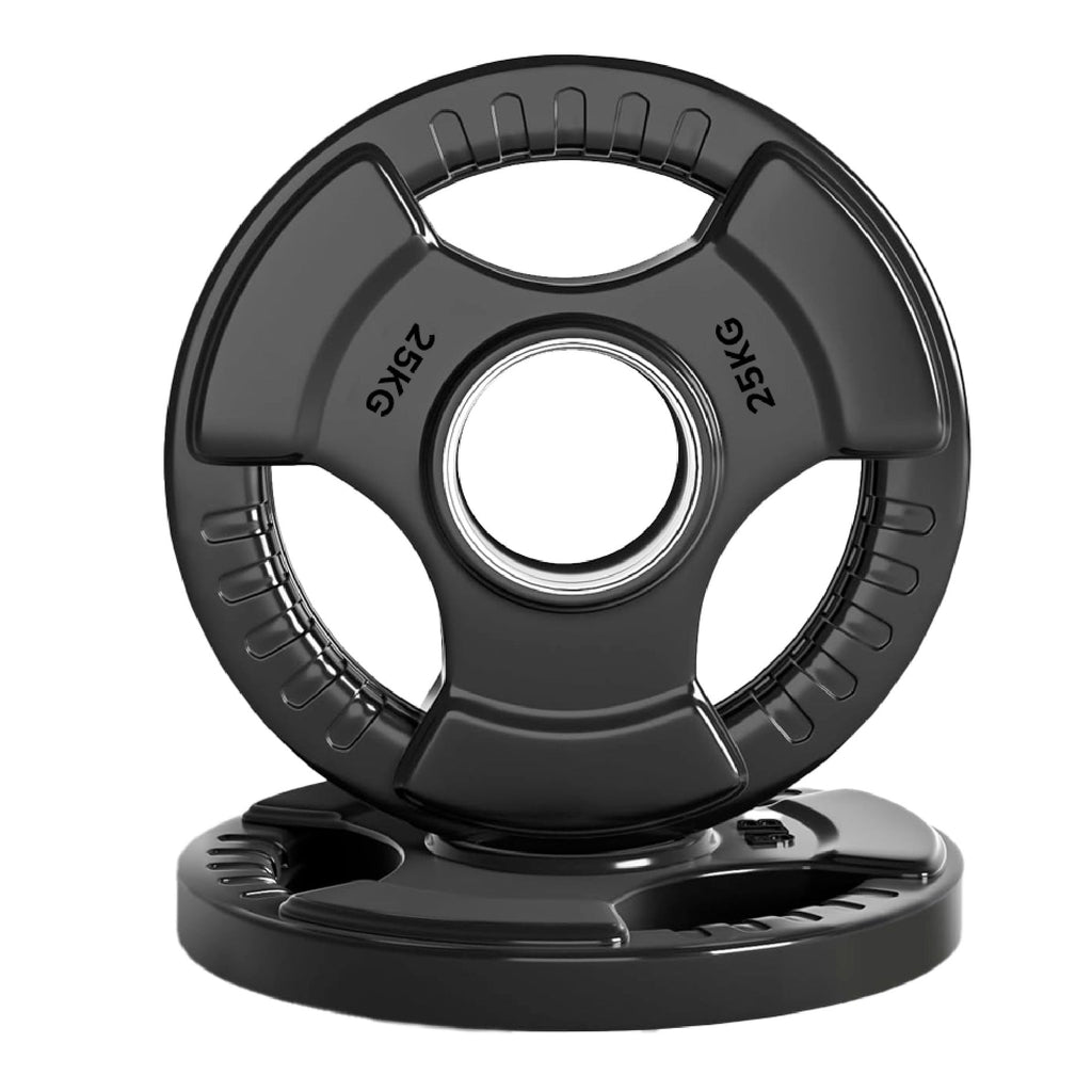 Tri-Grip Olympic Weight Plate for Strength & Resistance Training – Rubber Coated