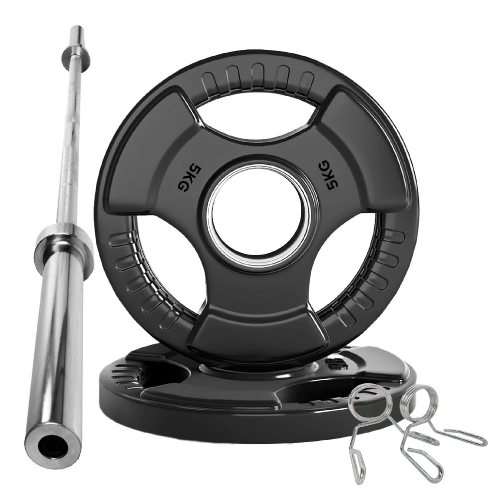 Tri-Grip Olympic Weight Plate for Strength & Resistance Training – Rubber Coated