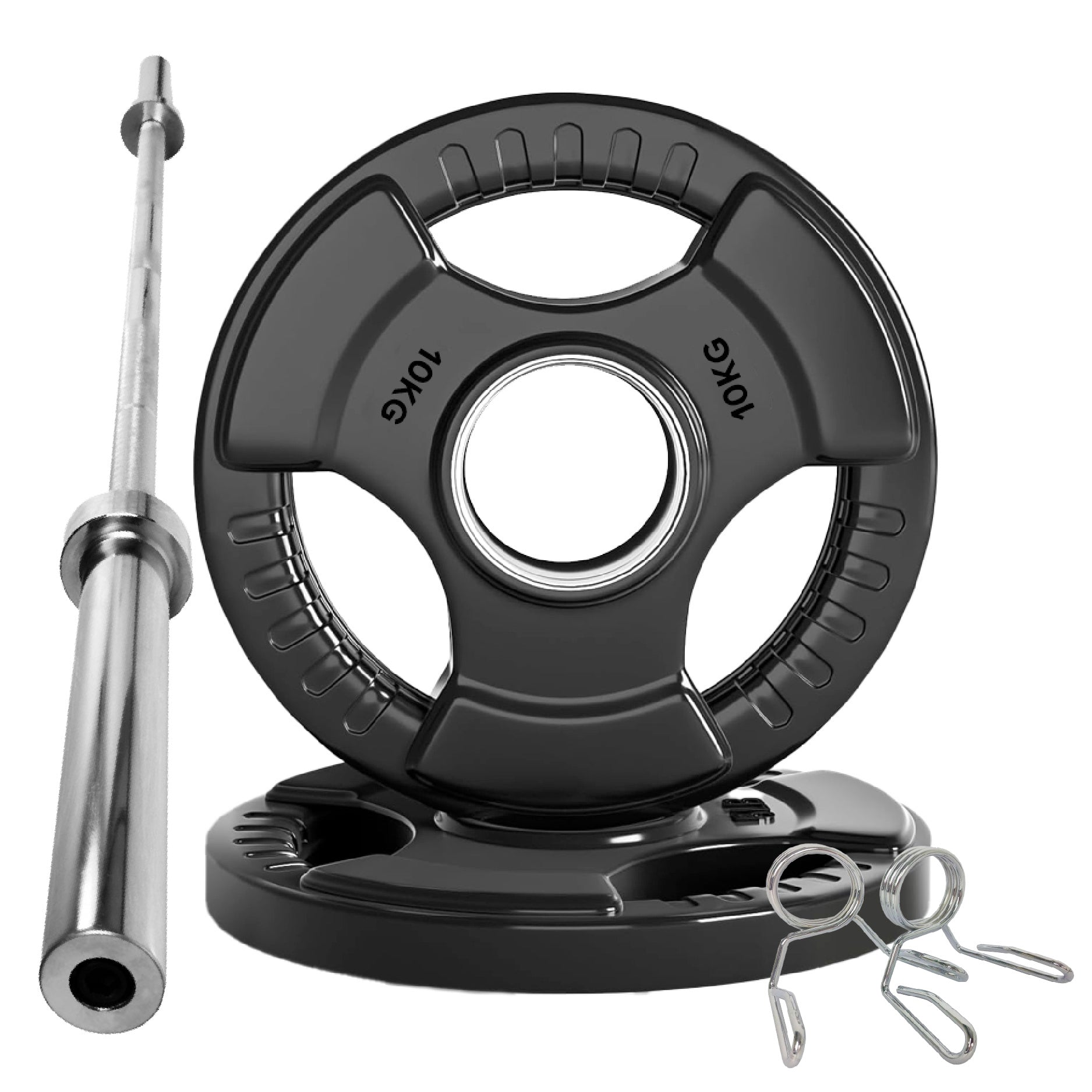 Tri-Grip Olympic Weight Plate for Strength & Resistance Training – Rubber Coated