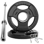 Tri-Grip Olympic Weight Plate for Strength & Resistance Training – Rubber Coated