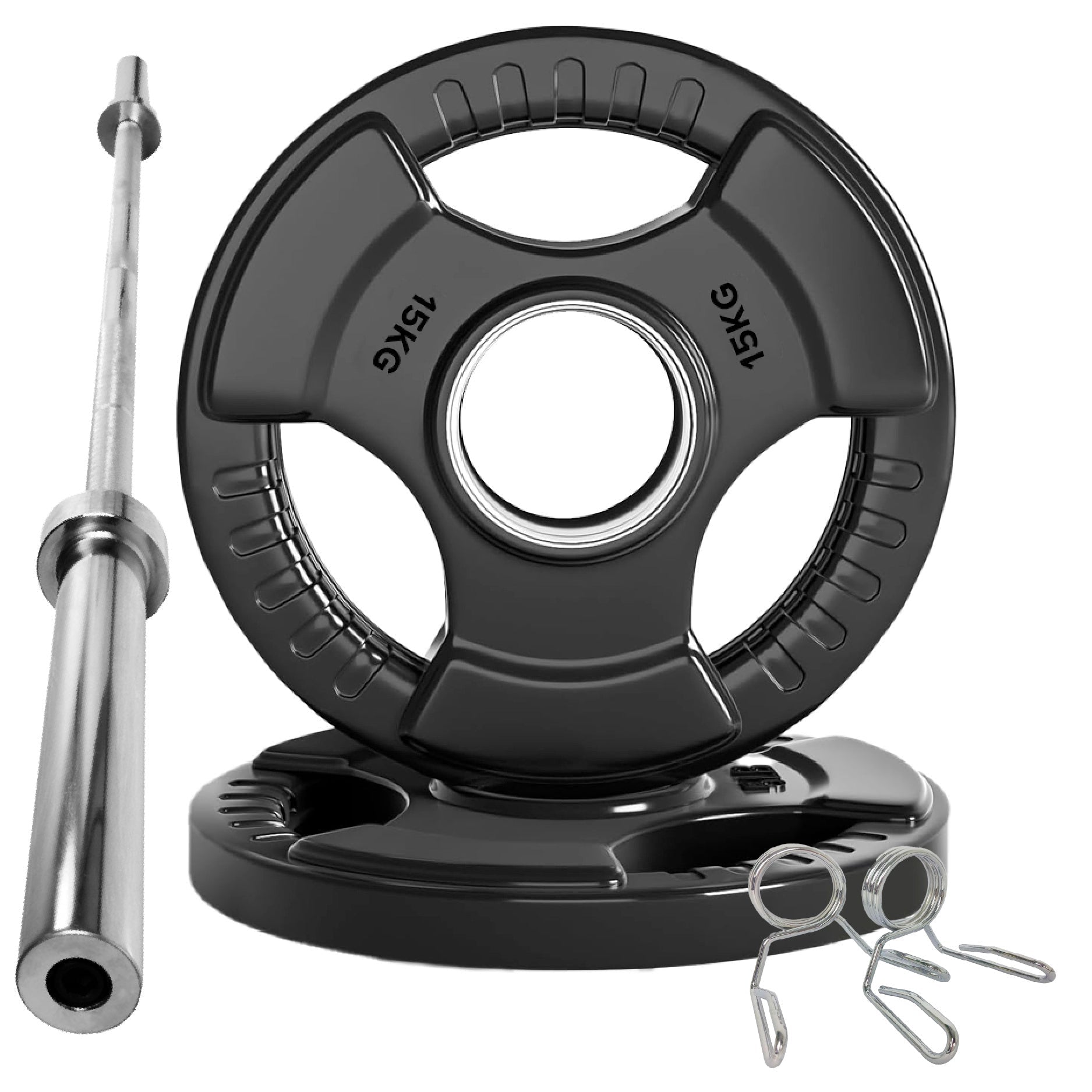 Tri-Grip Olympic Weight Plate for Strength & Resistance Training – Rubber Coated