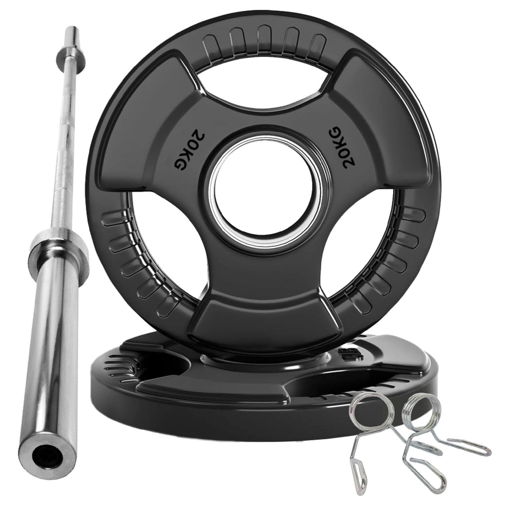 Tri-Grip Olympic Weight Plate for Strength & Resistance Training – Rubber Coated