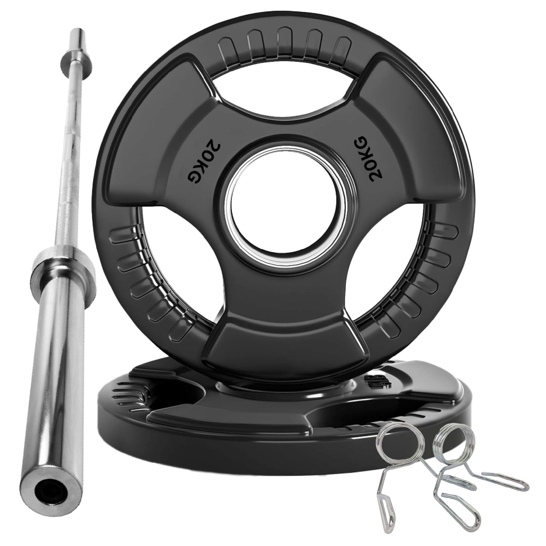 Tri-Grip Olympic Weight Plate for Strength & Resistance Training – Rubber Coated