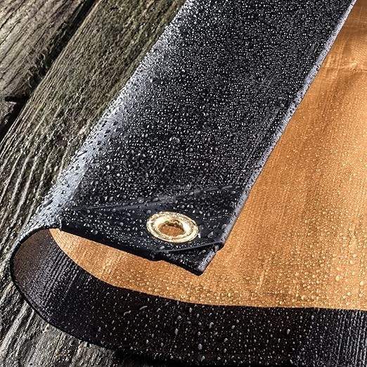 Black/Gold PVC Tarpaulin 270GSM – Reinforced Waterproof Outdoor Cover