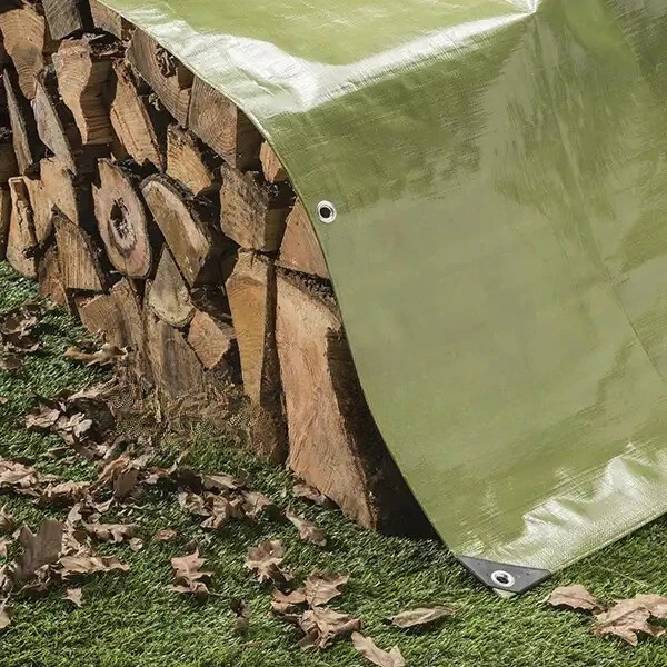 270GSM Green & Silver Tarpaulin – Heavy Duty Waterproof Reinforced Sheet