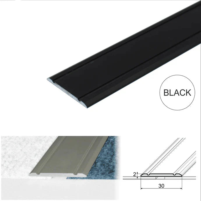 30mm Aluminium Flat Self Adhesive Floor Transition Strip for Same Level Surfaces