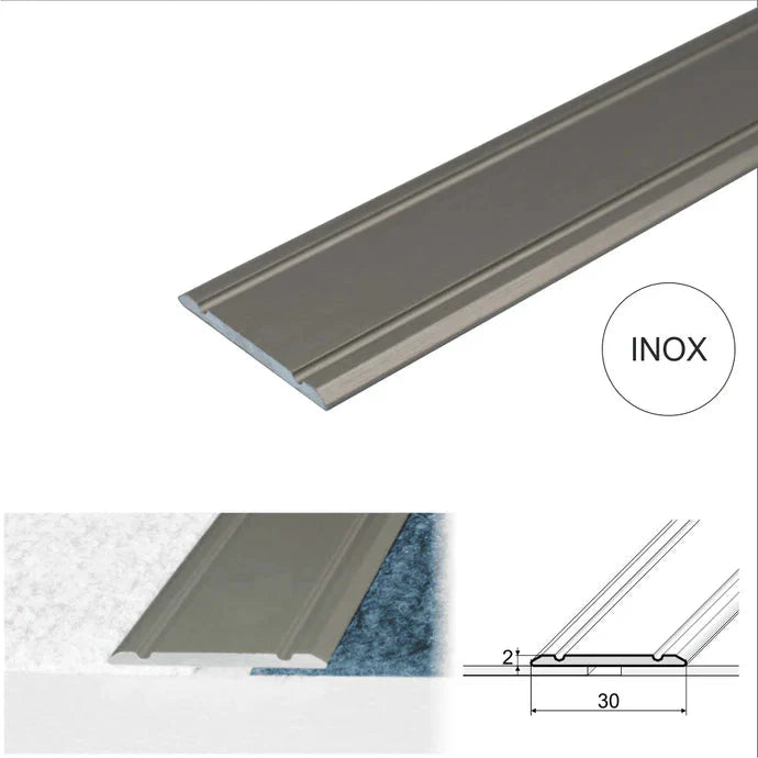 30mm Aluminium Flat Self Adhesive Floor Transition Strip for Same Level Surfaces
