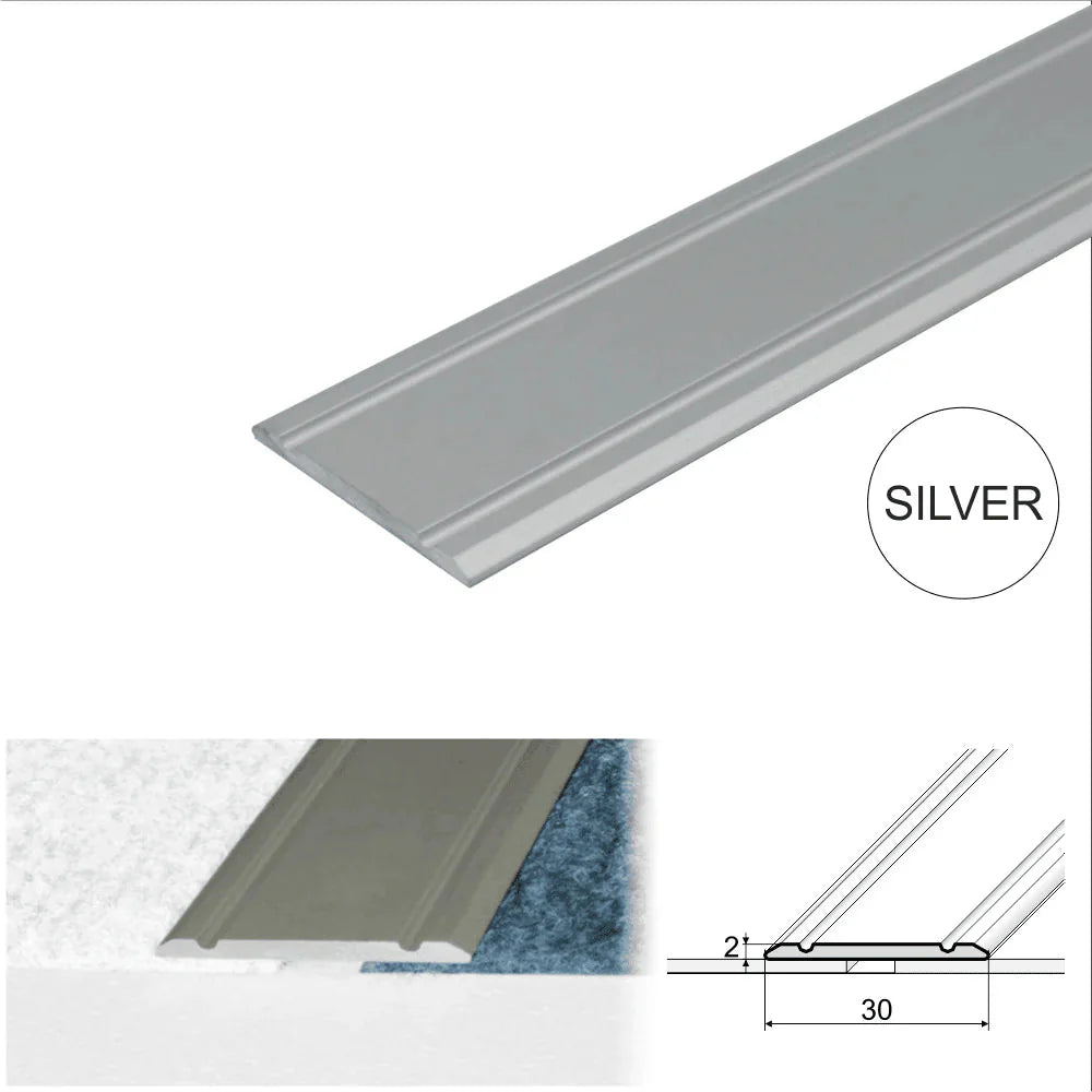 30mm Aluminium Flat Self Adhesive Floor Transition Strip for Same Level Surfaces