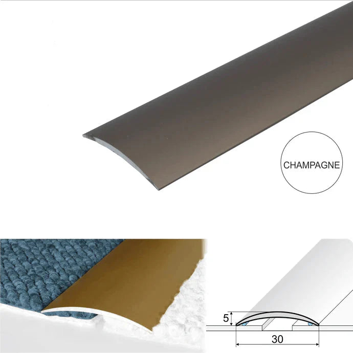 30mm Flat Aluminium Self Adhesive Floor Transition Strip for Same or Slightly Uneven Surfaces