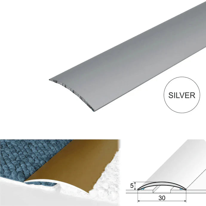 30mm Flat Aluminium Self Adhesive Floor Transition Strip for Same or Slightly Uneven Surfaces
