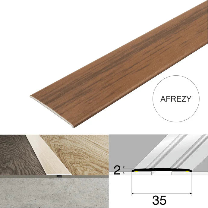 Wood Effect Flat Floor Threshold 35mm – Self Adhesive Aluminium Door Strip