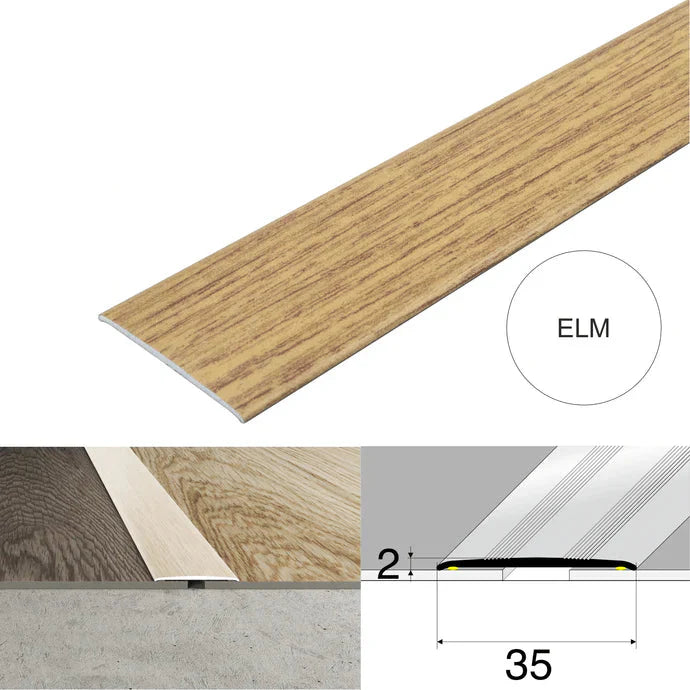 Wood Effect Flat Floor Threshold 35mm – Self Adhesive Aluminium Door Strip