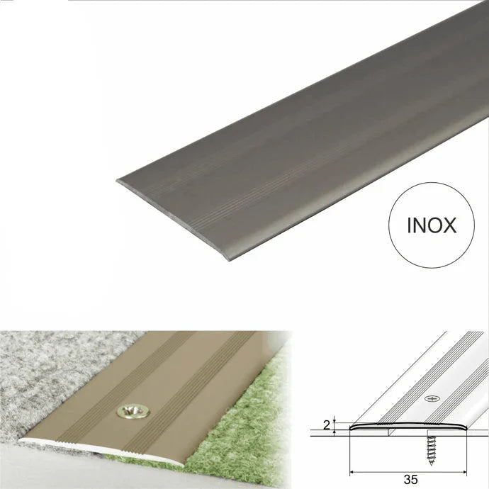 35mm Flat Aluminium Doorway Threshold for Level Flooring