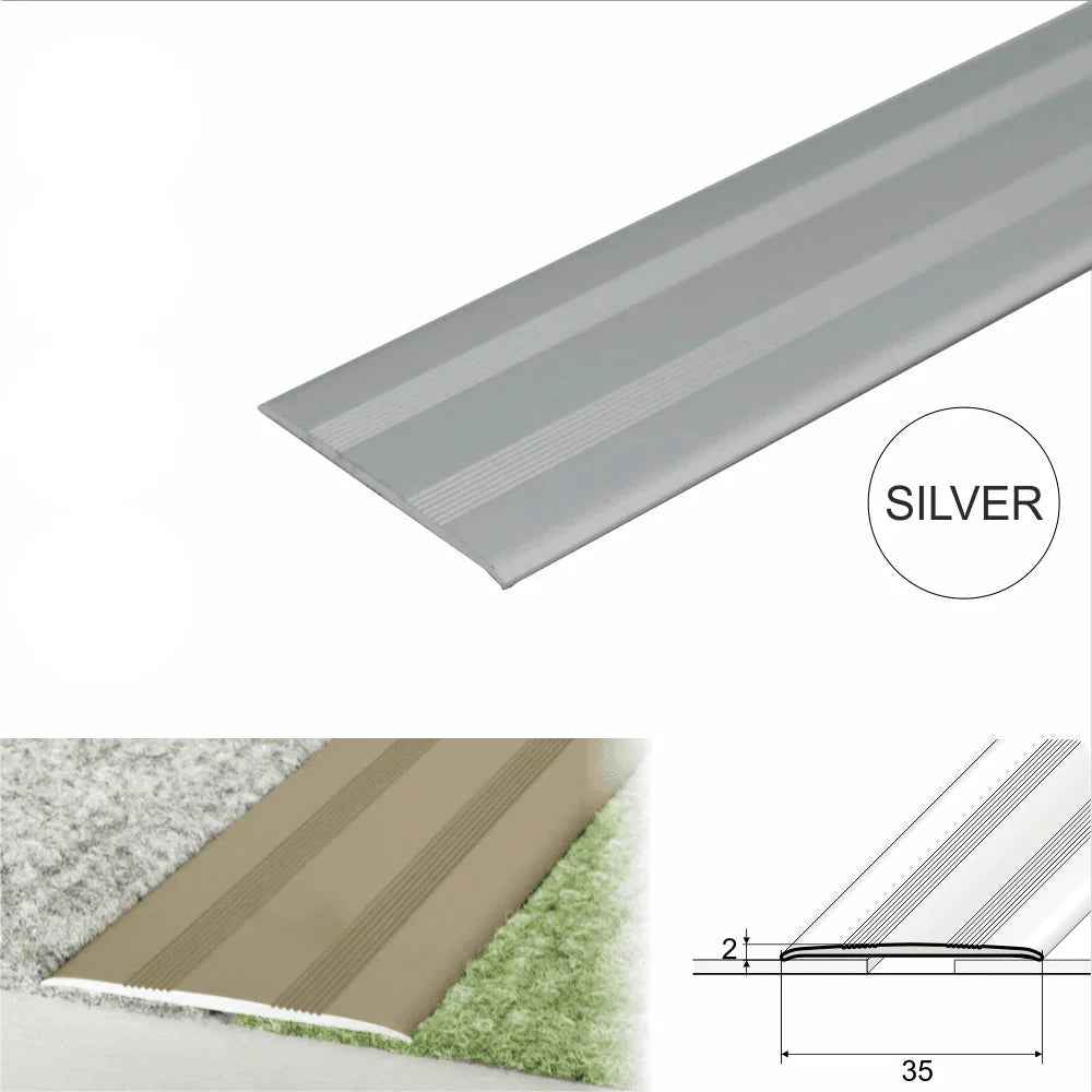 35mm Flat Self Adhesive Aluminium Threshold Strip for Level Floor Transitions