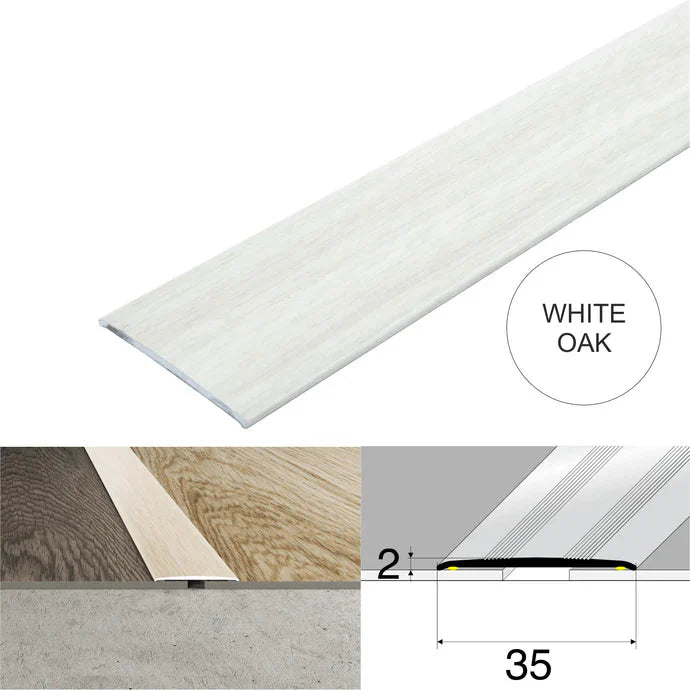 Wood Effect Flat Floor Threshold 35mm – Self Adhesive Aluminium Door Strip