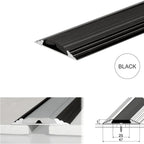 50mm Flat Aluminium Threshold Strip with Anti-Slip Rubber Insert for Floors and Stairs