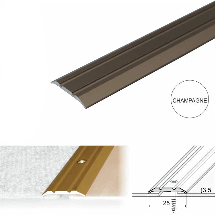 25mm Flat Aluminium Floor Threshold Strip for Same Level Transitions