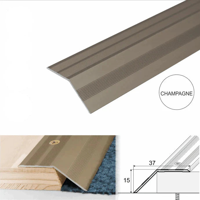 37mm Aluminium Ramp Threshold Strip for Uneven Floor Transitions