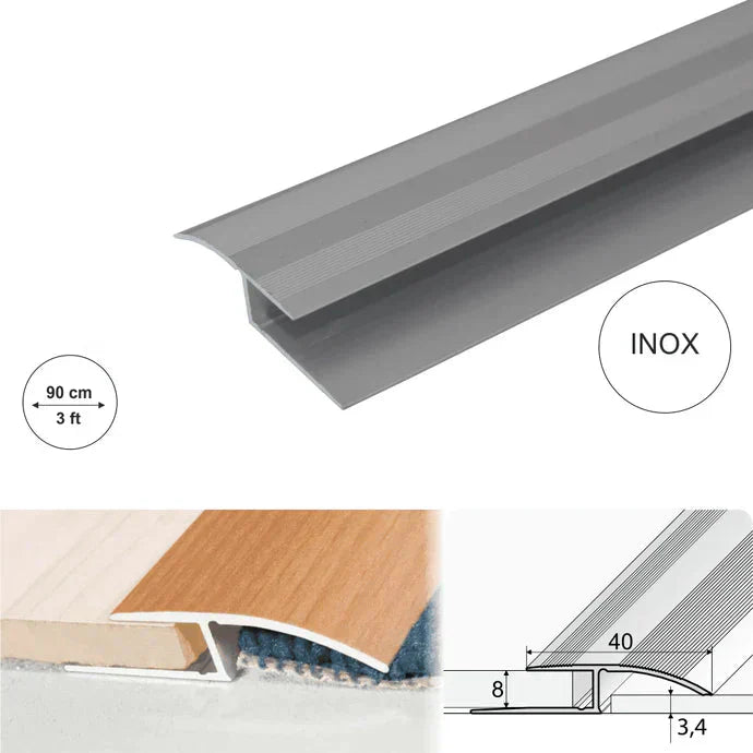 40mm Aluminium Ramp Threshold Strip for Uneven Floor Transitions