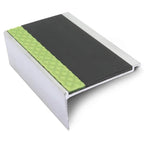 60 × 32mm Aluminator Straight-Edge Aluminium Stair Nosing with Glow-in-the-Dark Anti-Slip Strip