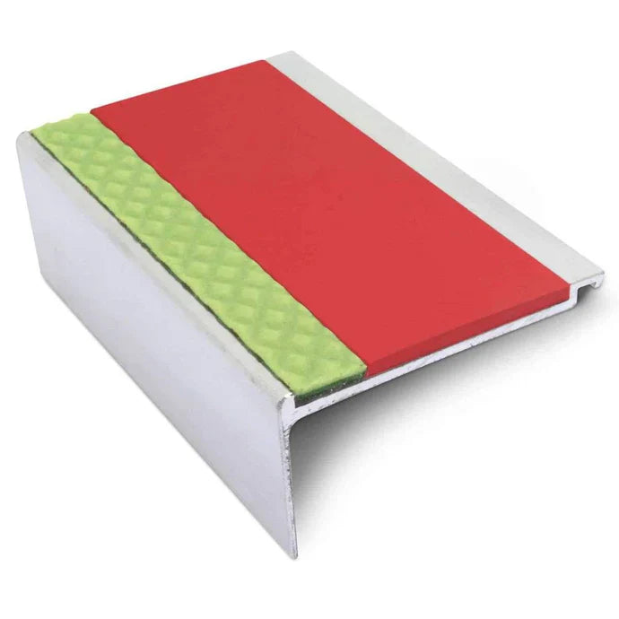 60 × 32mm Aluminator Straight-Edge Aluminium Stair Nosing with Glow-in-the-Dark Anti-Slip Strip