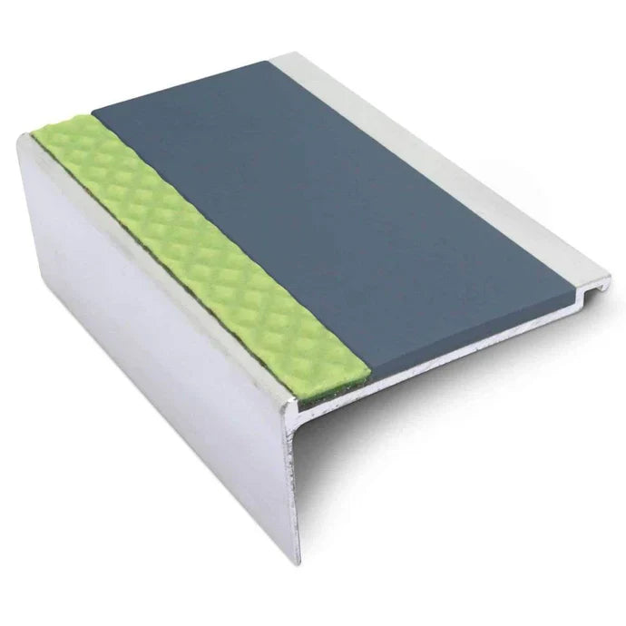 60 × 32mm Aluminator Straight-Edge Aluminium Stair Nosing with Glow-in-the-Dark Anti-Slip Strip