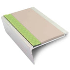 63 × 32mm Aluminator Rakeback Aluminium Stair Nosing with Glow-in-the-Dark Strip and Anti-Slip PVC insert