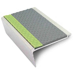 63 x 32mm Tredsafe Non Slip Aluminium Rakeback Stair Nosing with Glow in the Dark Strip
