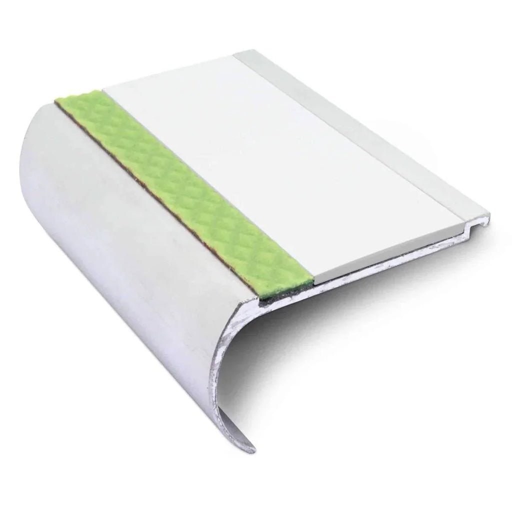 70 × 40mm Aluminator Bullnose Aluminium Stair Nosing with Glow-in-the-Dark Anti-Slip Strip