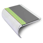 70 × 40mm Aluminator Bullnose Aluminium Stair Nosing with Glow-in-the-Dark Anti-Slip Strip