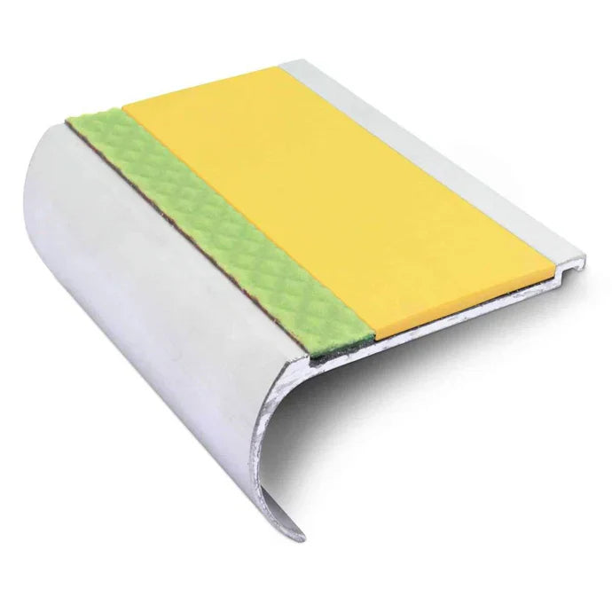 70 × 40mm Aluminator Bullnose Aluminium Stair Nosing with Glow-in-the-Dark Anti-Slip Strip