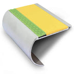 71 x 55mm Extra-Wide Bullnose Step Edge with PVC Grip and Glow Strip – Heavy Duty Non-Slip Aluminator Aluminium Stair Nosing