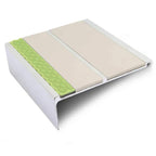 91 × 32mm Straight Edge Aluminium Stair Nosing with Twin PVC Inserts and Aluminator Glow Strip
