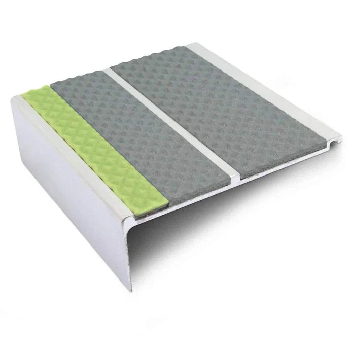 91 x 32mm Tredsafe Aluminium Stair Nosing With Non Slip Insert and Glow Strip