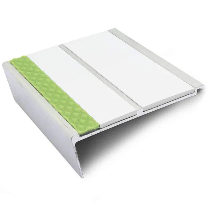 Heavy Duty Aluminium Stair Nosing with Aluminator Glow Strip, 93 × 32mm Rakeback Edge Profile