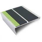 Heavy Duty Aluminium Stair Nosing with Aluminator Glow Strip, 93 × 32mm Rakeback Edge Profile