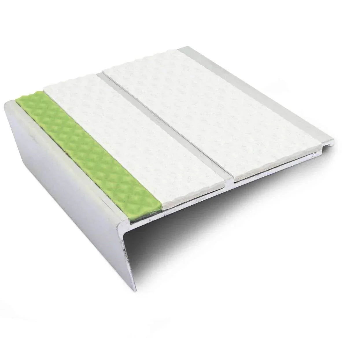 93 x 32mm Aluminium Rakeback Stair Nosing With Tredsafe Non Slip Insert and Glow Strip