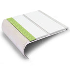 91 × 35mm Bullnose Aluminium Stair Nosing with Aluminator Glow Strip and PVC Grip Insert