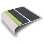 91 × 35mm Bullnose Aluminium Stair Nosing with Aluminator Glow Strip and PVC Grip Insert