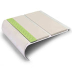 91 × 35mm Bullnose Aluminium Stair Nosing with Aluminator Glow Strip and PVC Grip Insert